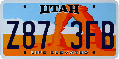 UT license plate Z873FB
