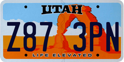 UT license plate Z873PN