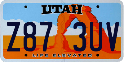 UT license plate Z873UV