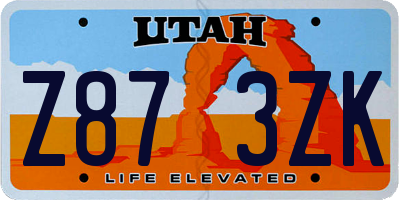 UT license plate Z873ZK