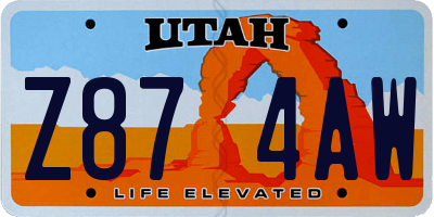 UT license plate Z874AW