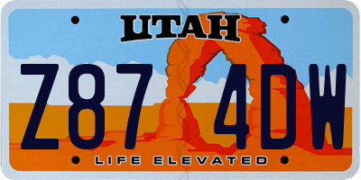 UT license plate Z874DW