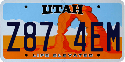 UT license plate Z874EM