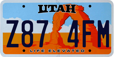 UT license plate Z874FM