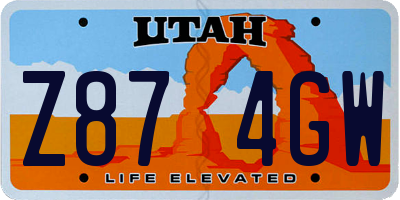 UT license plate Z874GW