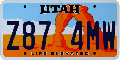 UT license plate Z874MW