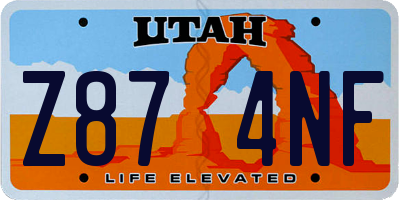 UT license plate Z874NF
