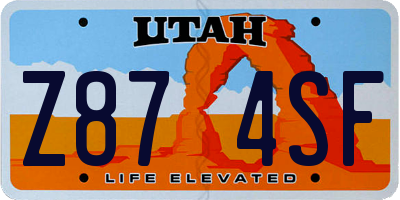 UT license plate Z874SF