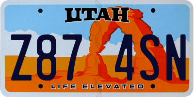 UT license plate Z874SN
