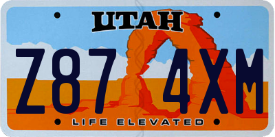 UT license plate Z874XM