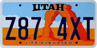 UT license plate Z874XT