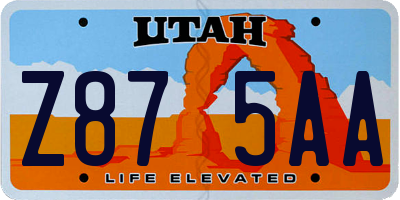 UT license plate Z875AA