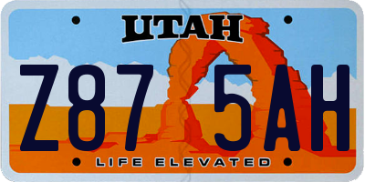 UT license plate Z875AH