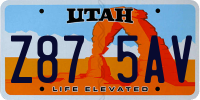 UT license plate Z875AV