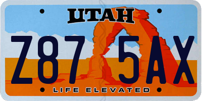 UT license plate Z875AX
