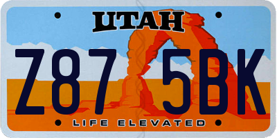 UT license plate Z875BK