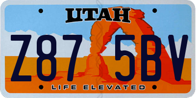 UT license plate Z875BV