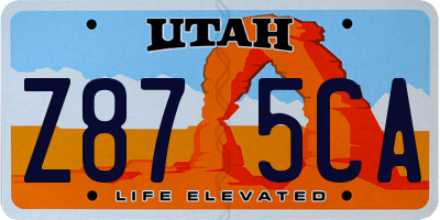 UT license plate Z875CA