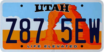 UT license plate Z875EW