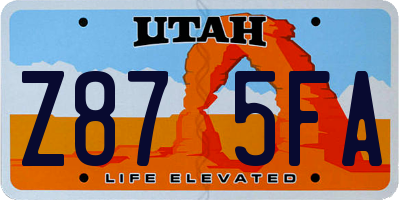 UT license plate Z875FA