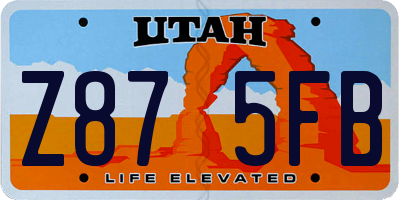 UT license plate Z875FB