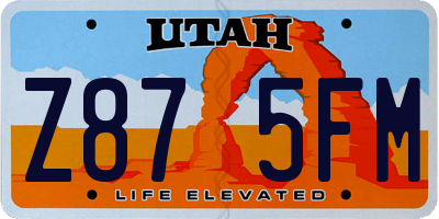 UT license plate Z875FM