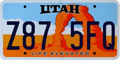 UT license plate Z875FQ