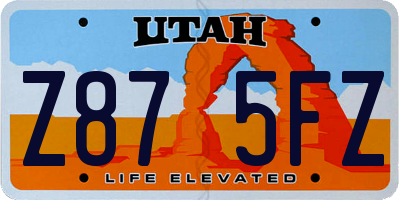 UT license plate Z875FZ