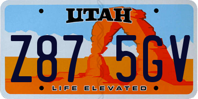 UT license plate Z875GV