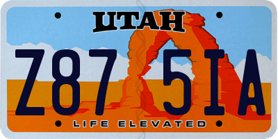 UT license plate Z875IA