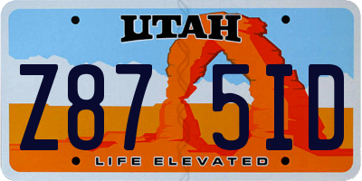 UT license plate Z875ID