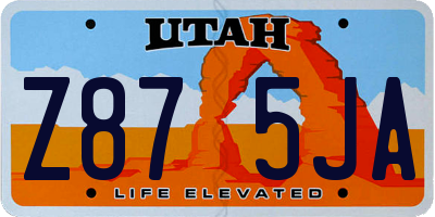 UT license plate Z875JA