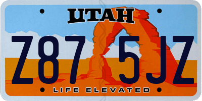 UT license plate Z875JZ