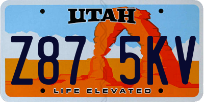 UT license plate Z875KV