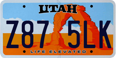 UT license plate Z875LK