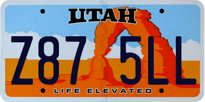 UT license plate Z875LL