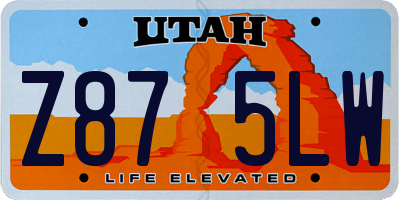 UT license plate Z875LW