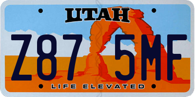 UT license plate Z875MF