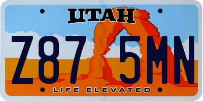 UT license plate Z875MN