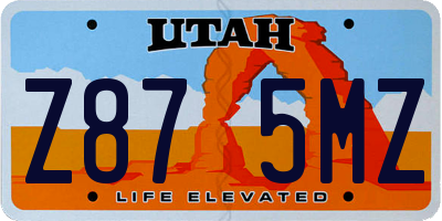 UT license plate Z875MZ