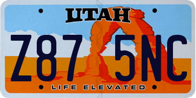 UT license plate Z875NC