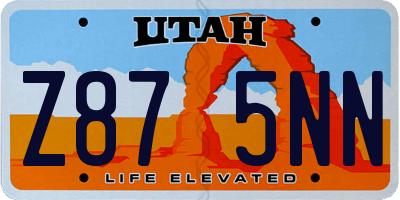 UT license plate Z875NN