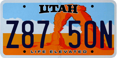 UT license plate Z875ON
