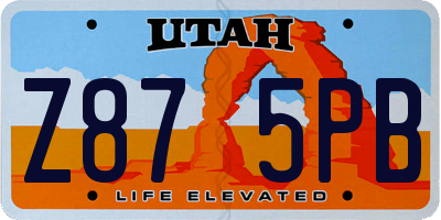 UT license plate Z875PB