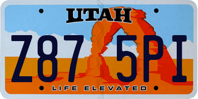 UT license plate Z875PI