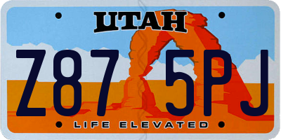 UT license plate Z875PJ