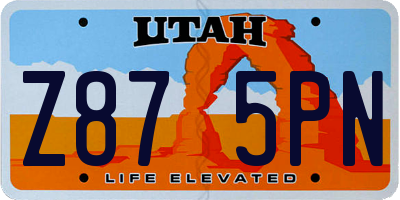UT license plate Z875PN
