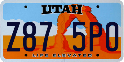 UT license plate Z875PO