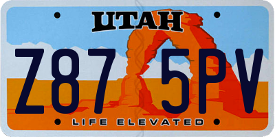 UT license plate Z875PV