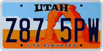 UT license plate Z875PW